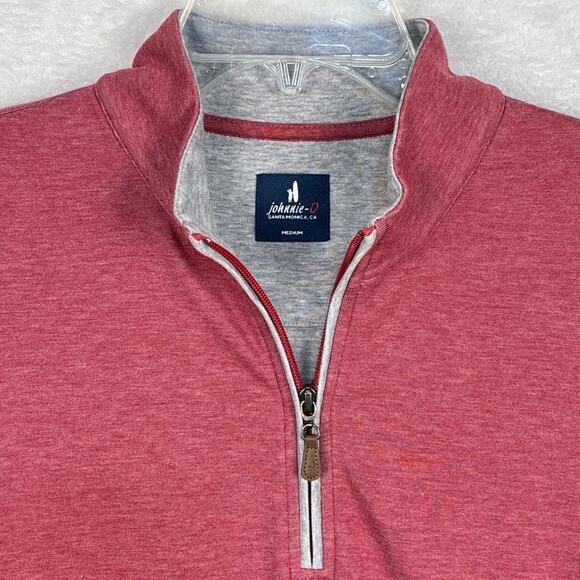 Johnnie O Mens M Joyner Burgundy Red Performance Microfleece 1/4 Zip Pullover - Picture 1 of 8
